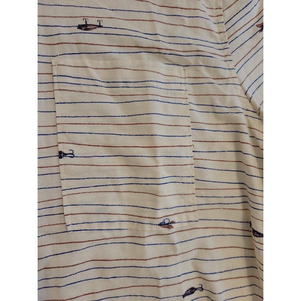 St Johns Bay Mens XL Fishing Lure Button Up Linen Cotton Blend Vacation Casual - Picture 6 of 10